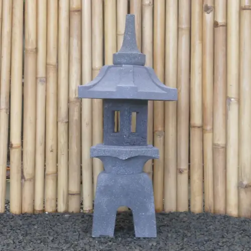 Product image of the product “Japanese style Garden Lantern, made from Andesit Stone. Multipart. 80 cm Height, Roof is 40 cm width. ”